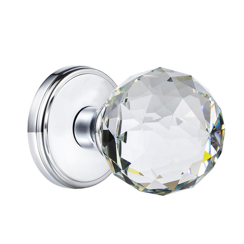 CLCTK Crystal Glass Door Knobs Interior, Round Door Knobs for Hall and Closet (Passage, Polished Chrome) - Image 1